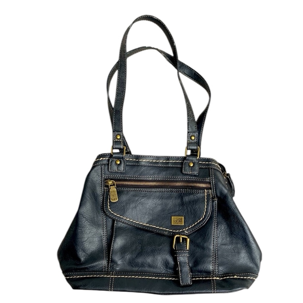 BOC multi-compartment shoulder bag tote purse satchel Black preowned condition